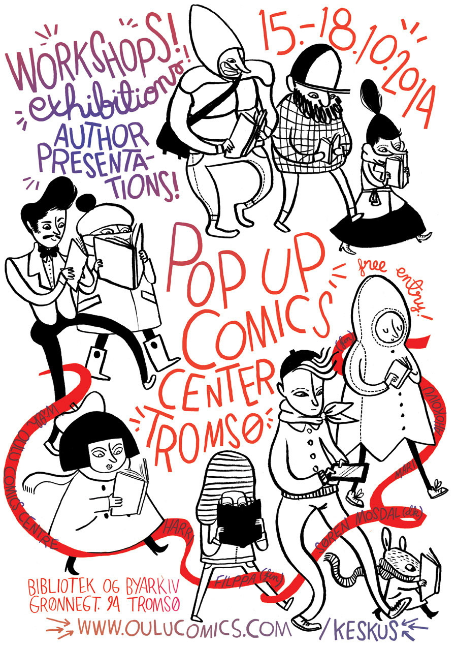 Poster design for Pop up comics center Tromsø, 2014