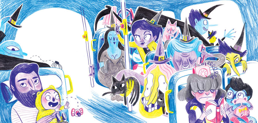 Häxor åker buss children's book by Ebba Ebba Forslind (Rabén & Sjögren 2021)