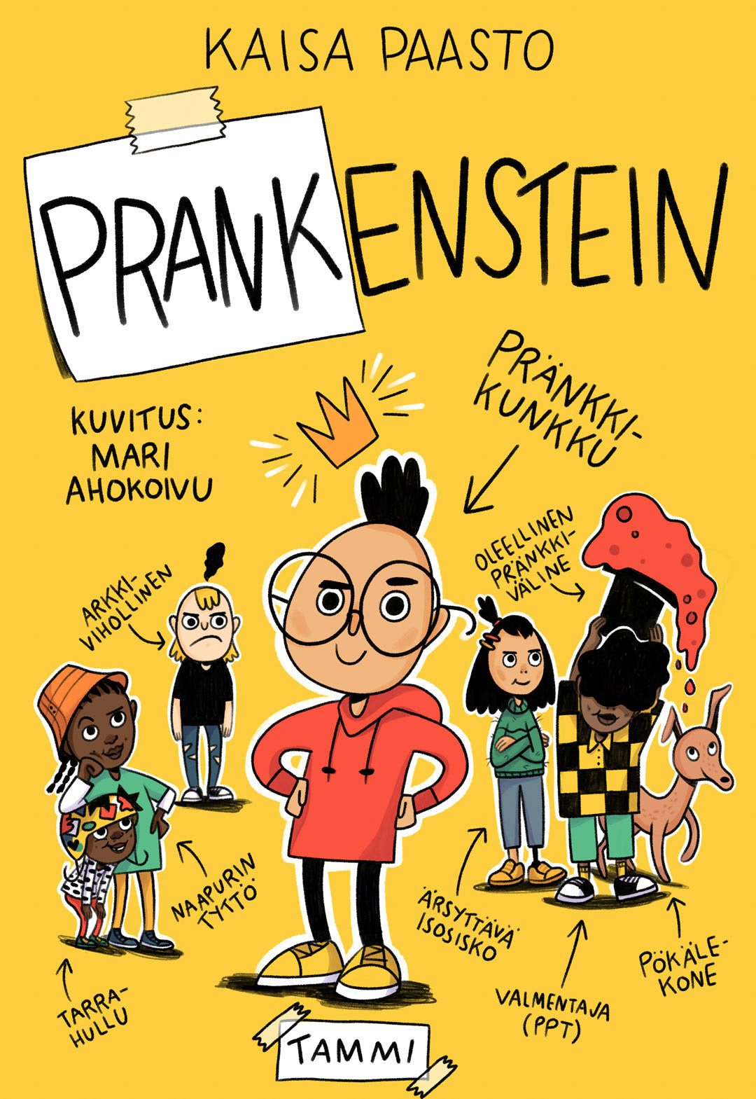 Cover design for Prankenstein children's book, written by Kaisa Paasto, 2024