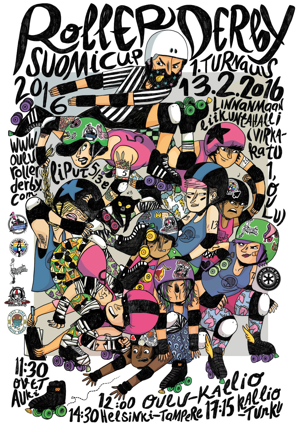 Poster for Oulu roller derby club 2016