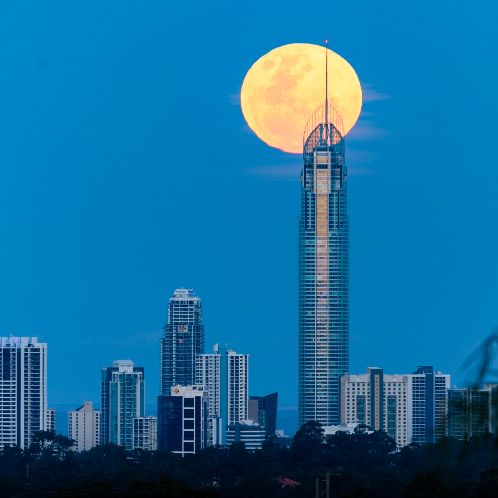 Full Moon over Q1 Building