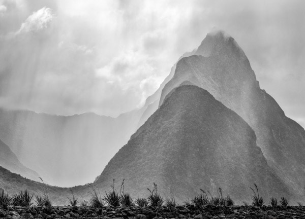 Summer rain over Mitre Peak