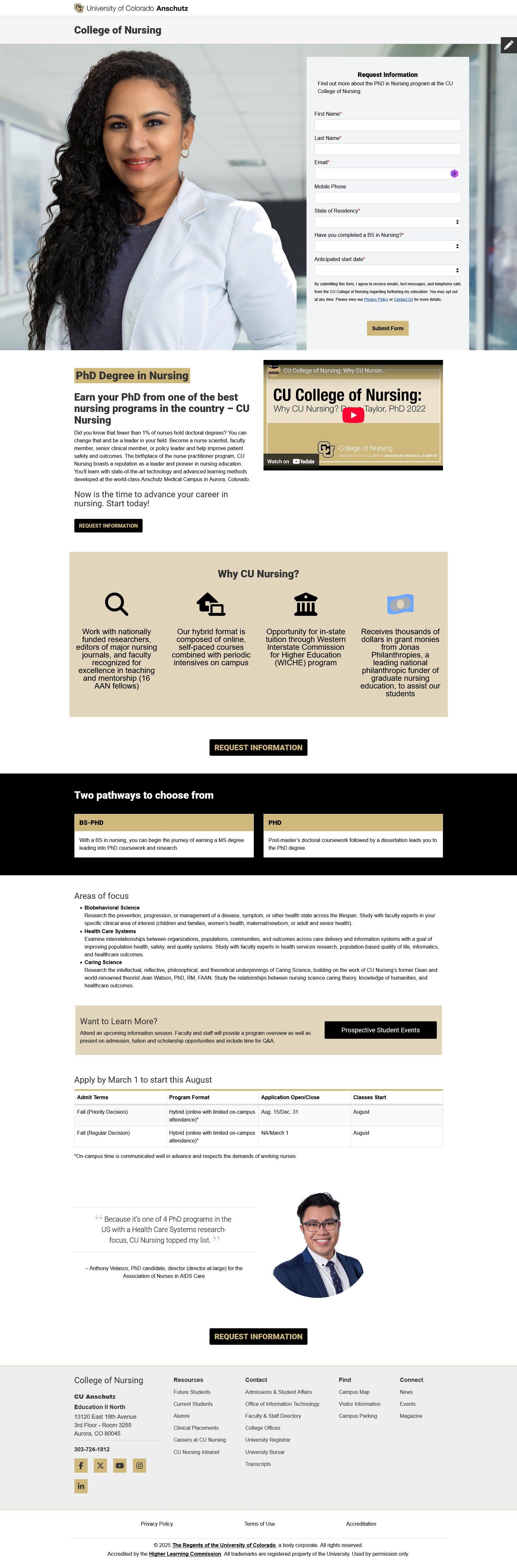 Landing page for MS Nursing Degree