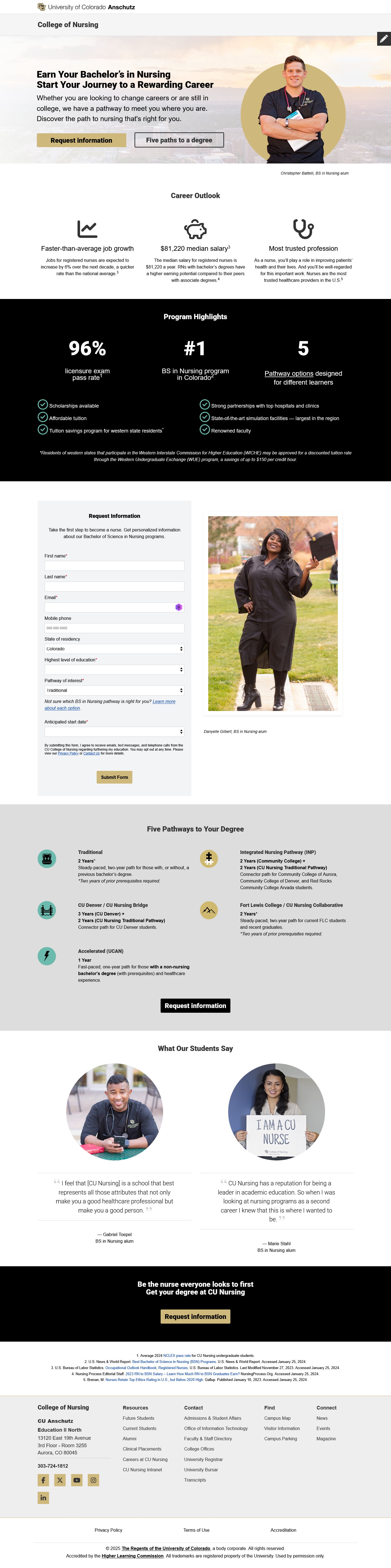 Landing page for BS Degree