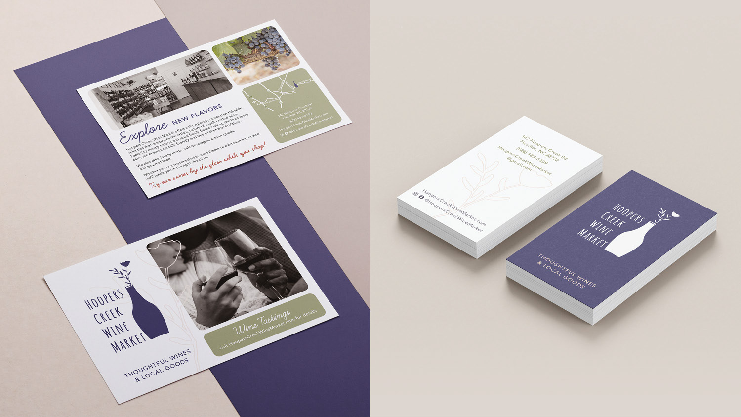 Flyer and Business Cards - Hoopers Creek Wine Market