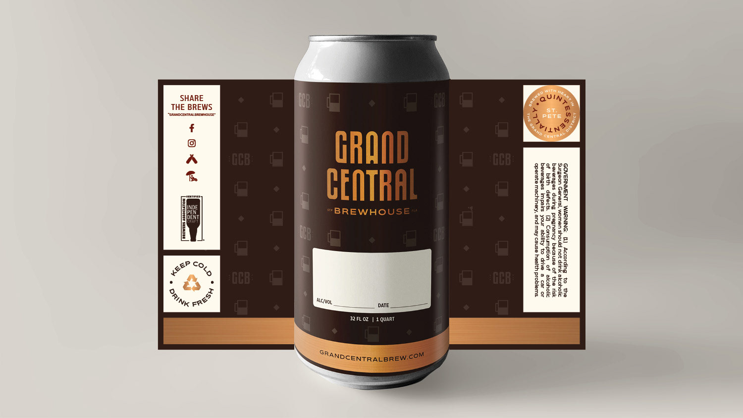 Crowler Label - Grand Central Brewhouse