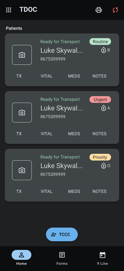 Home Screen to view documented encounters