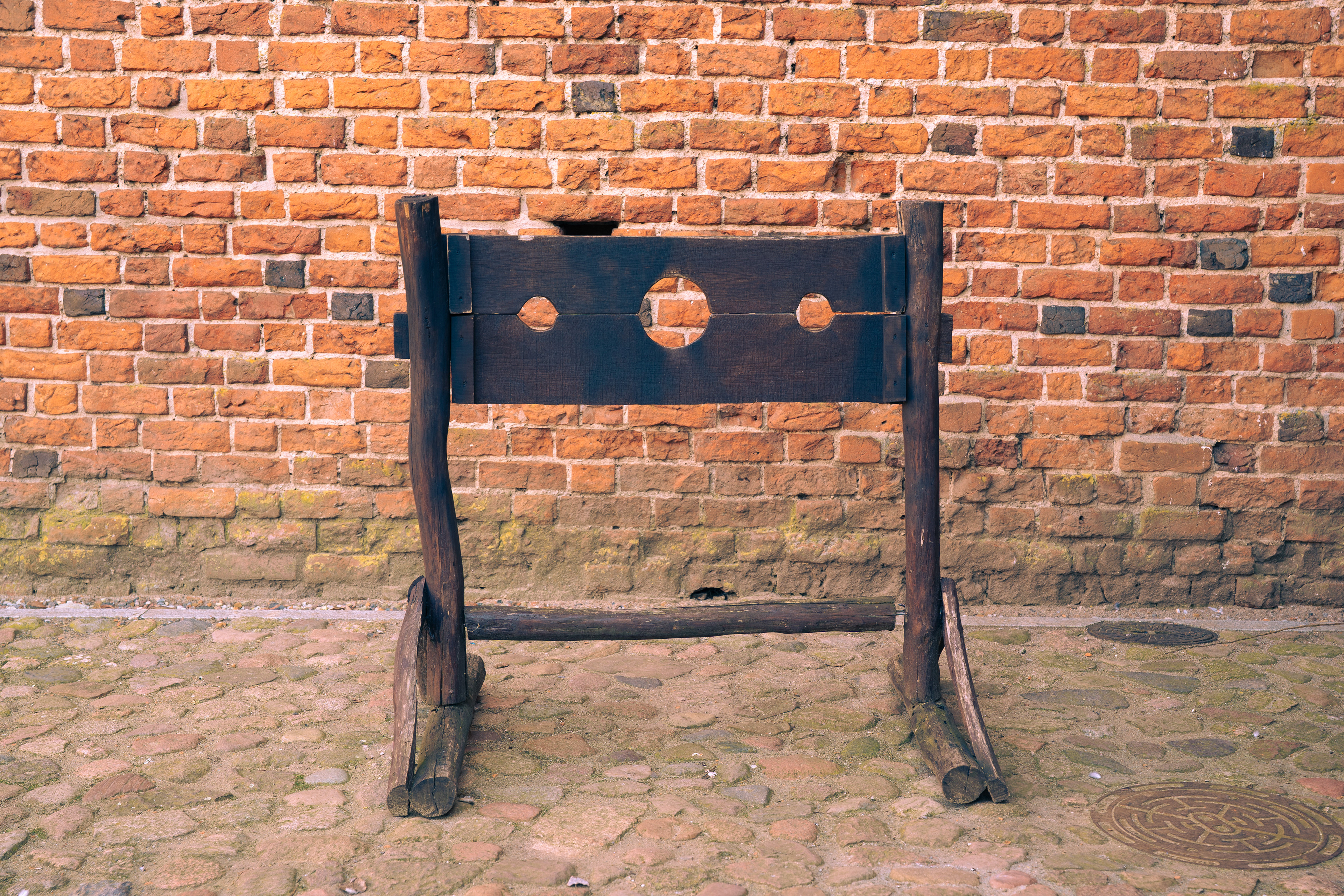 Dyby znajdujące się na dziedzińcu. Miejsce umiejscowienia nieprzypadkowe - tuż przy baszcie więziennej