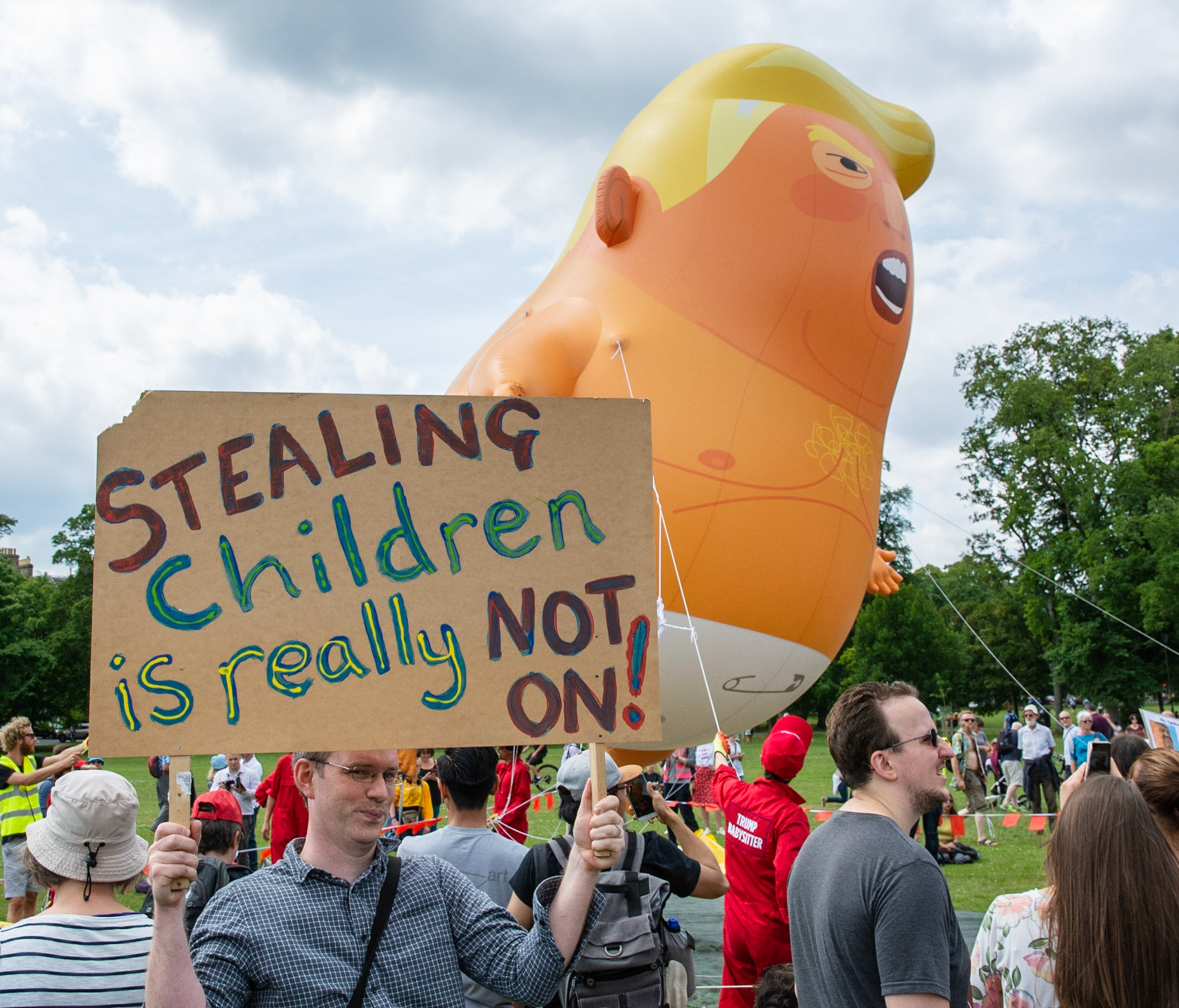 Trump Baby Blimp at the Protest March and Rally Against President Donald Trump, Edinburgh, 2018