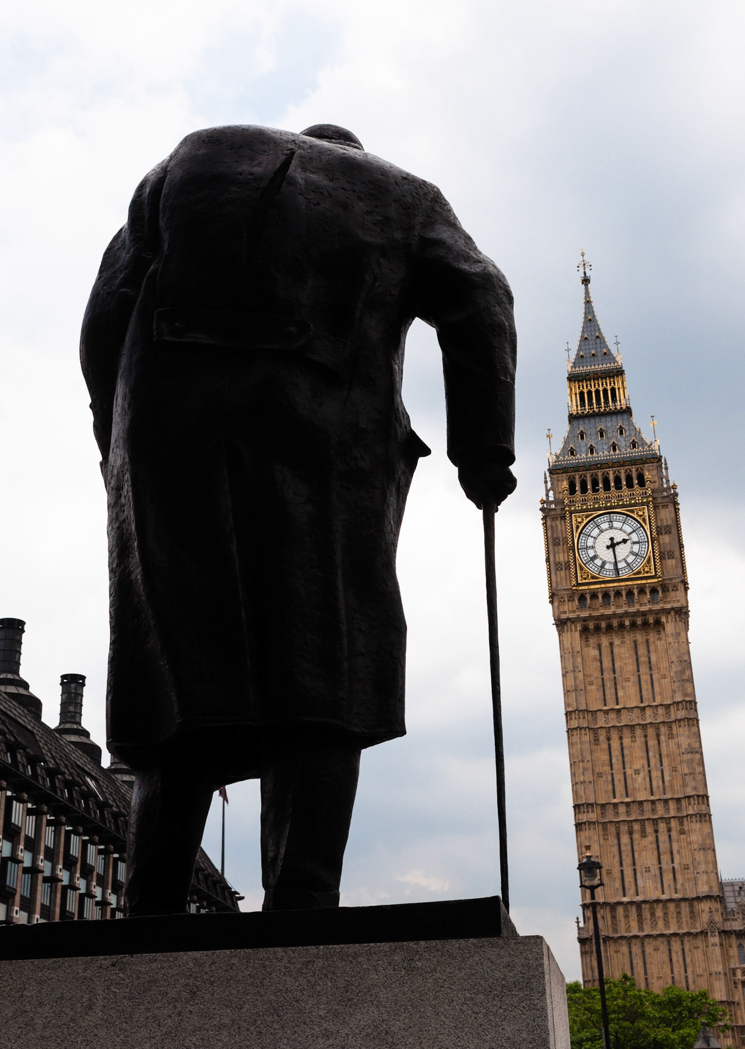 Winston Churchhill Statue and Big Ben, Parliament Square, London, 2014