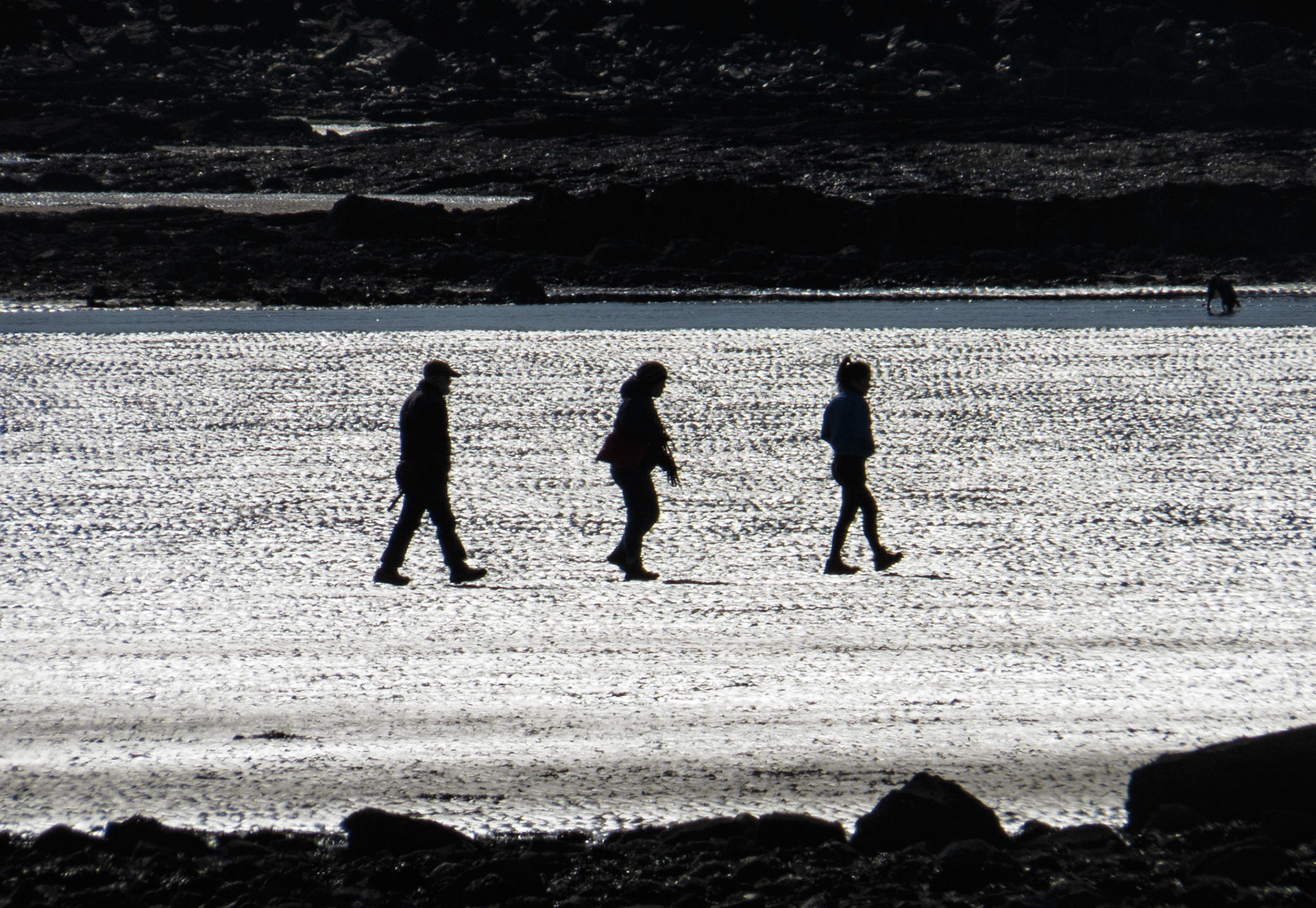 walkers on the beach at Longniddry Bents, 2022