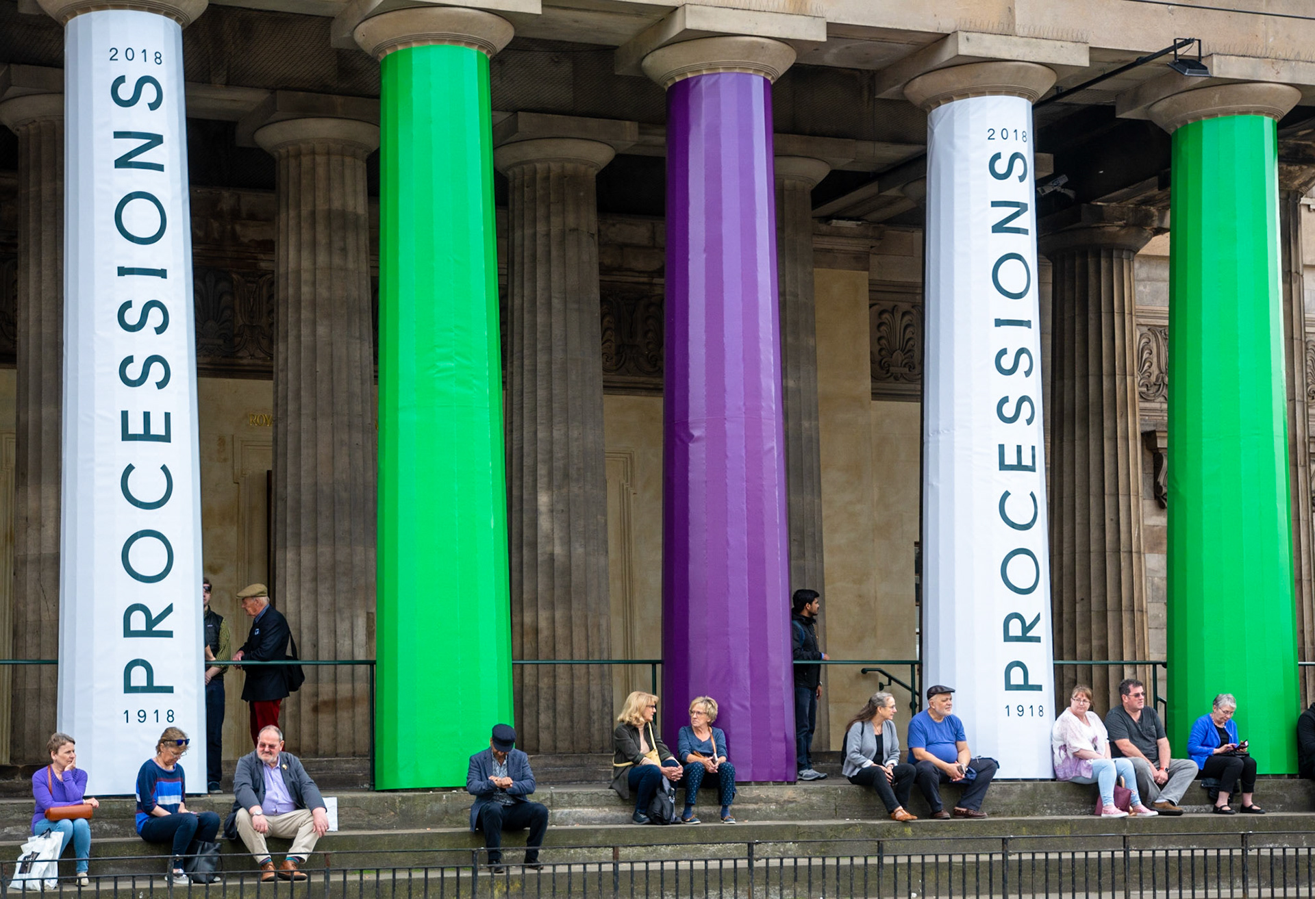 Suffragette Colours on the RSA Gallery, Edinburgh, 2018