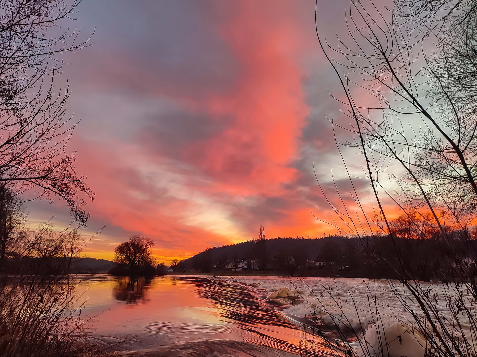 Regendorf, Wehr, Sonnenuntergang