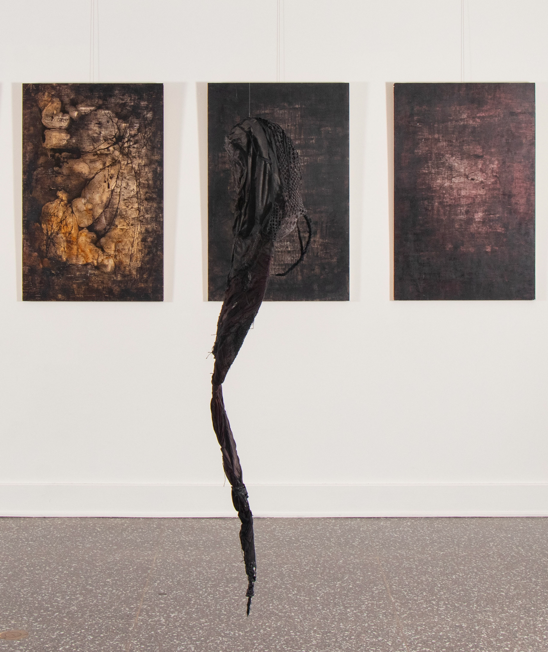 "60/50" wearable sculpture side view at Come Undone (2025)