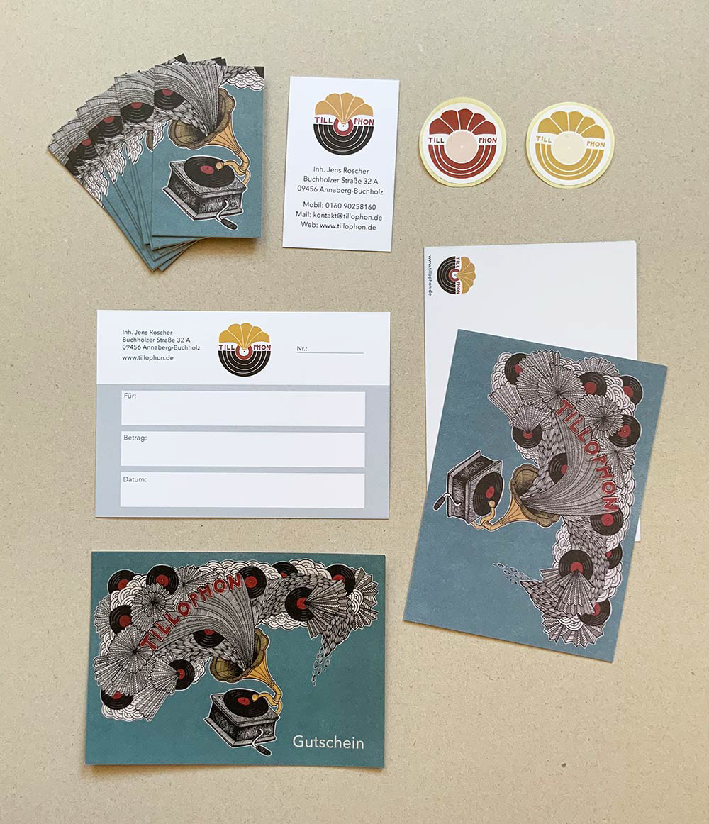 Design für Visitenkarte, Gutschein, Sticker und Postkarte