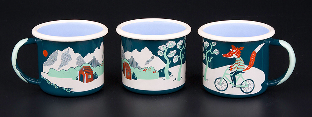 Emailletasse Fahrradfuchs