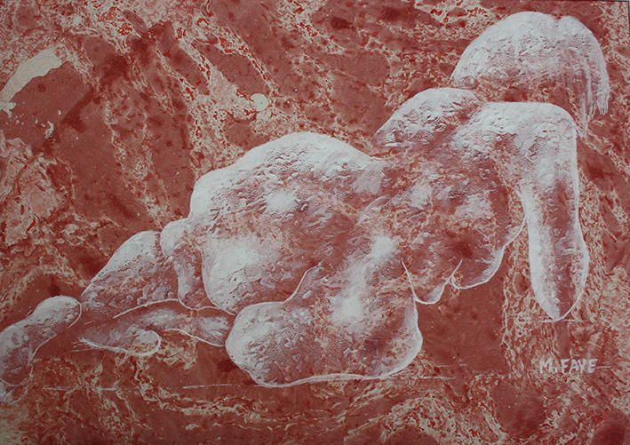 acrylique sur papier marbré
