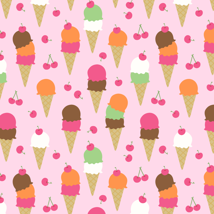 ice cream cones and cherries