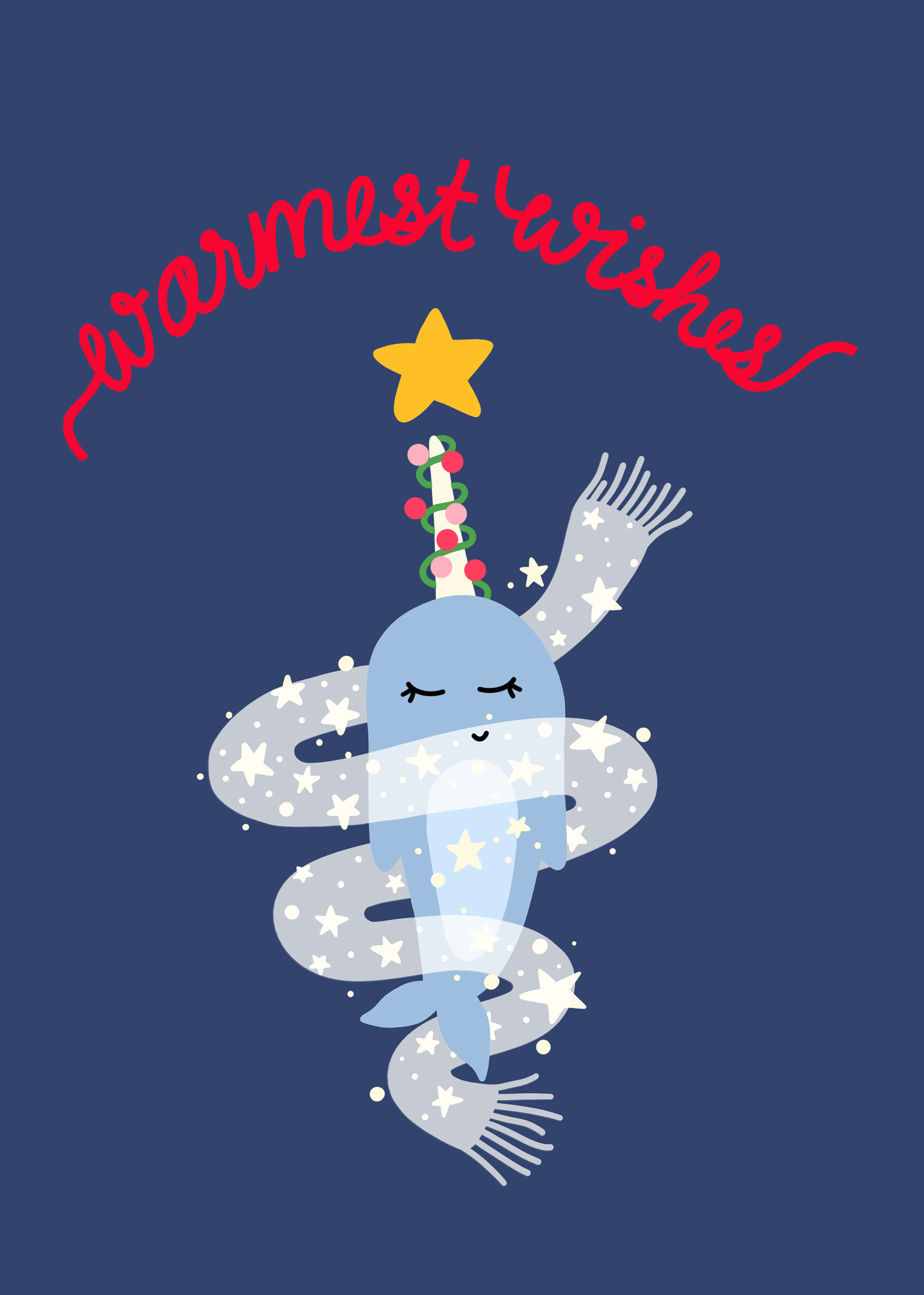 scarf wrapped narwhal