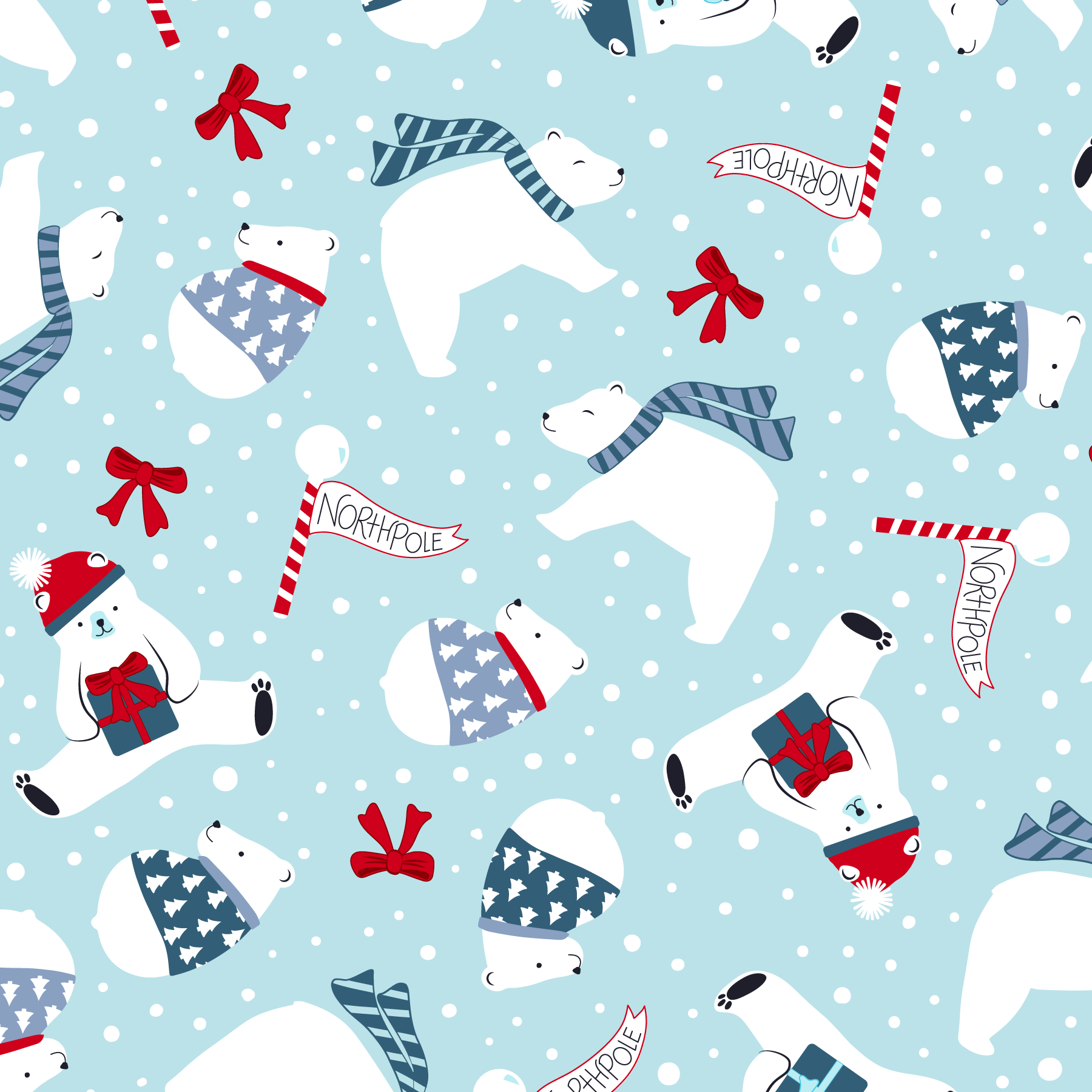 ditsy christmas polar bears
