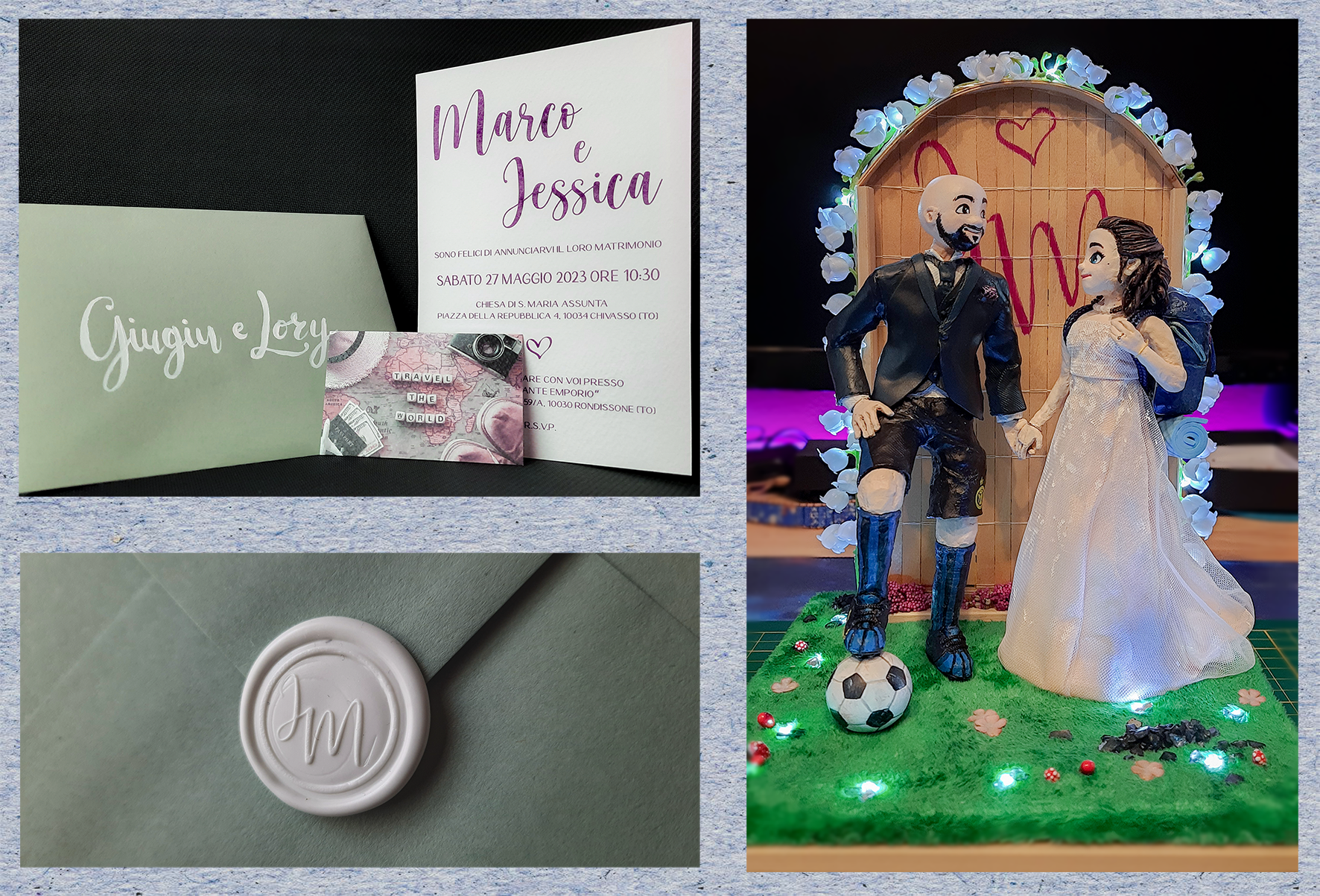 Matrimonio a tema Viaggi - Partecipazioni e Wedding Cake Topper