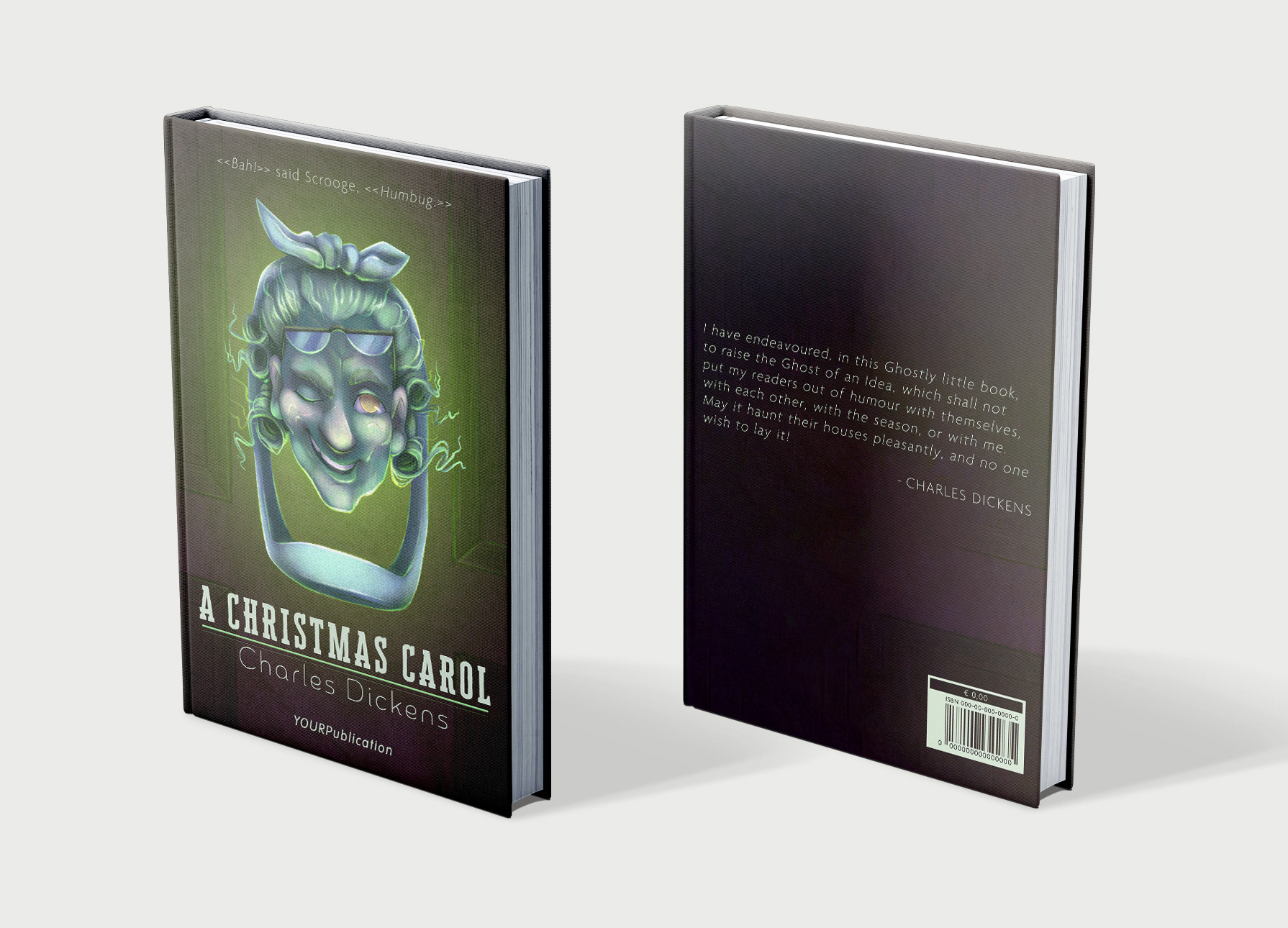 Mockup of C. Dickens' A Cristmas Carol illustrated book - Procreate, Photoshop