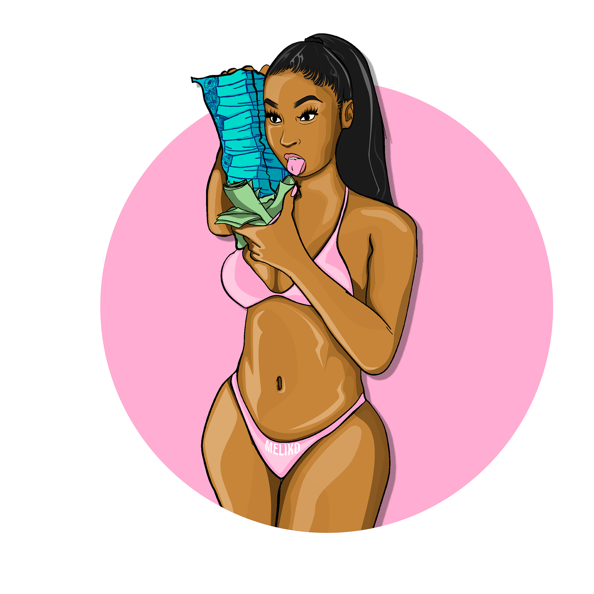 'Where the bag at?' - Clothing illustration for Meliko clo.