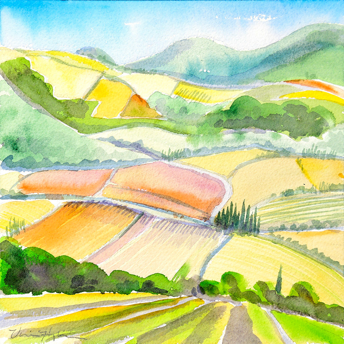 Tuscan Valley, Autumn (12" x 16") $175.