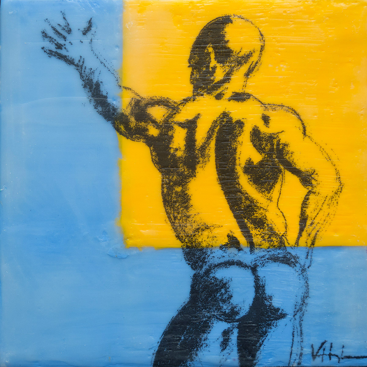 Blue & Gold (8" x 8"x 1 1/2"—unframed) $150.