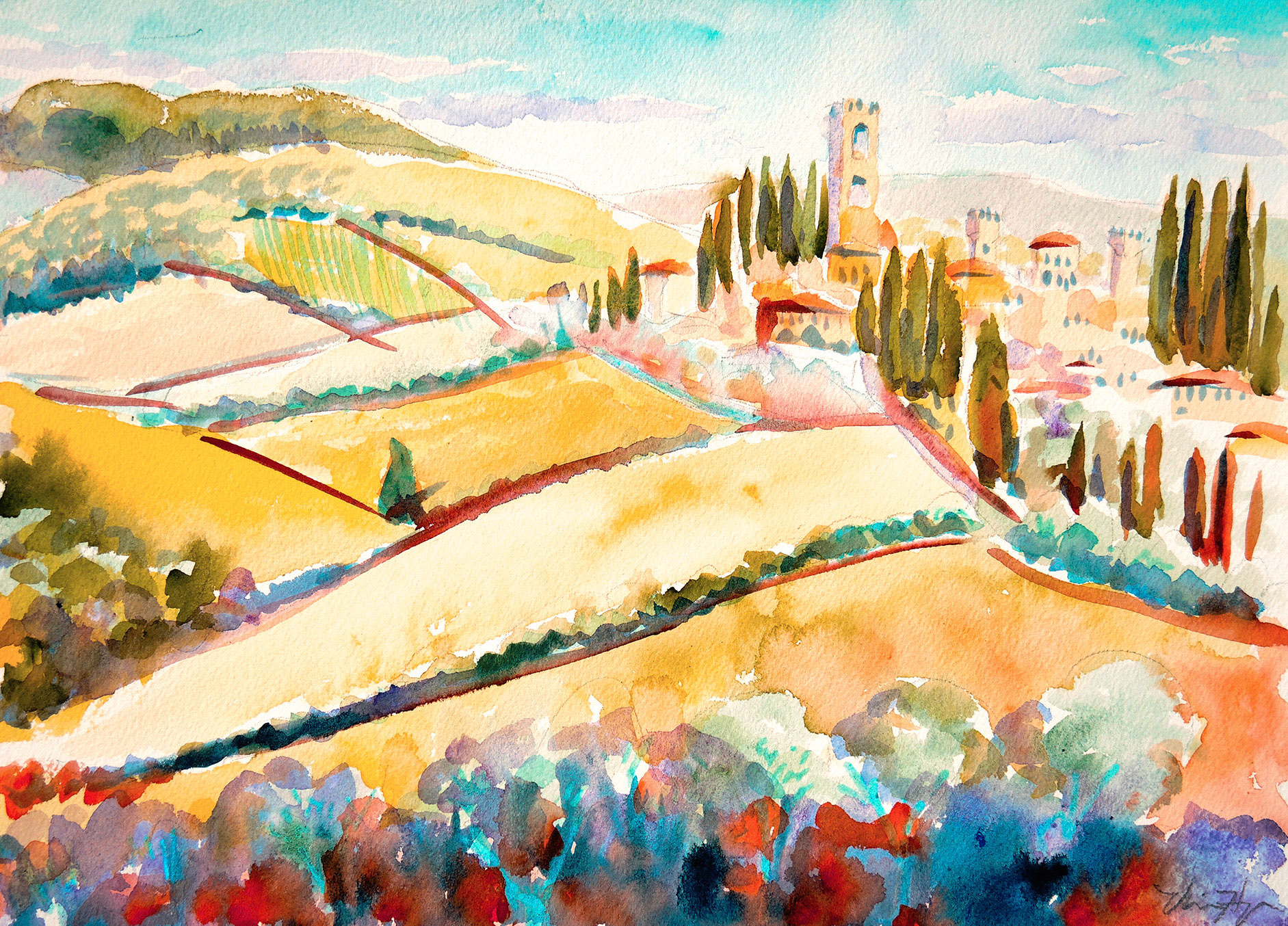 Passignano Monastery, Autumn Light (20" x 16") $225.