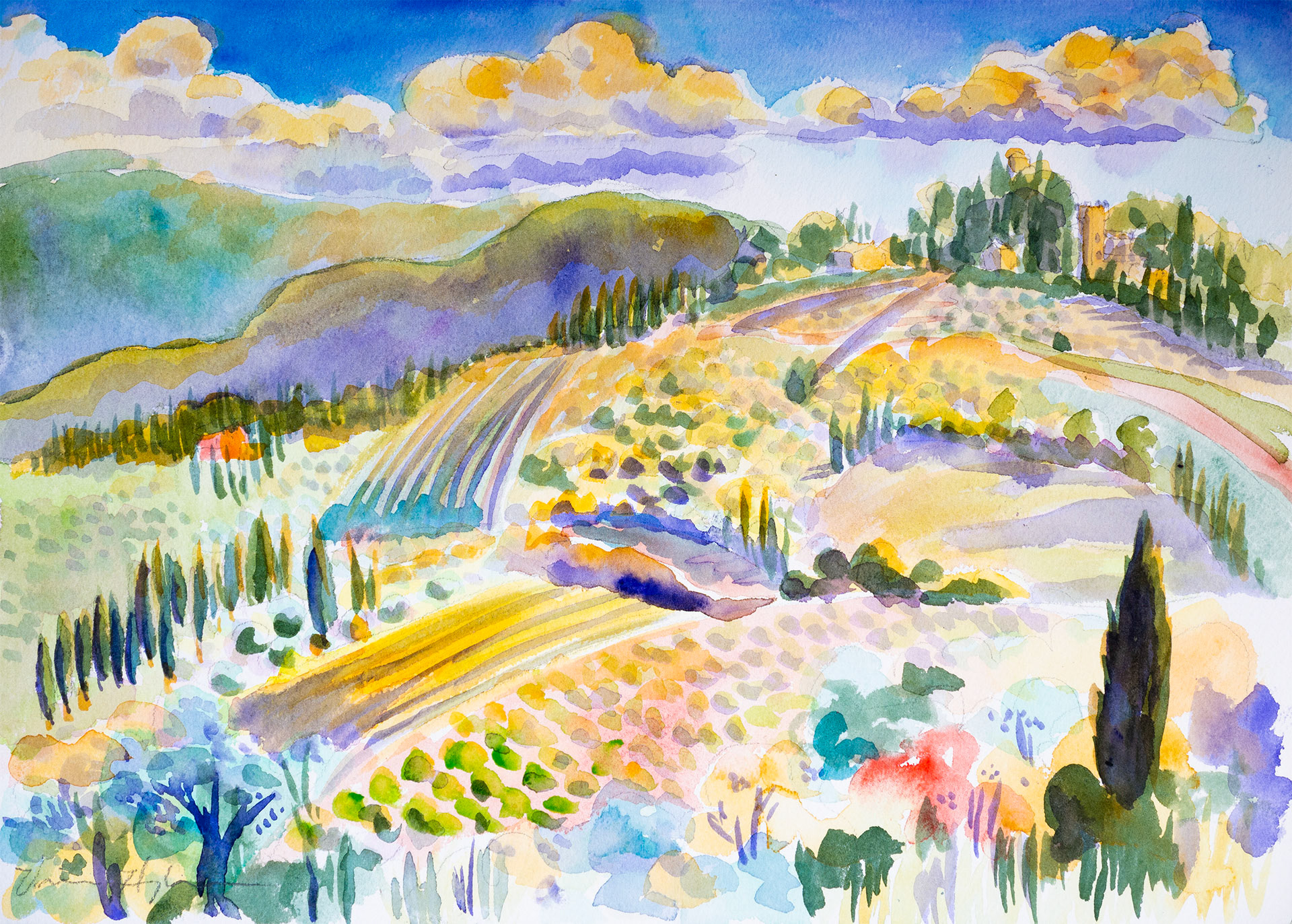 Panzano in Chianti, Golden Light (20" x 16") $225. (20" x 16") $225.