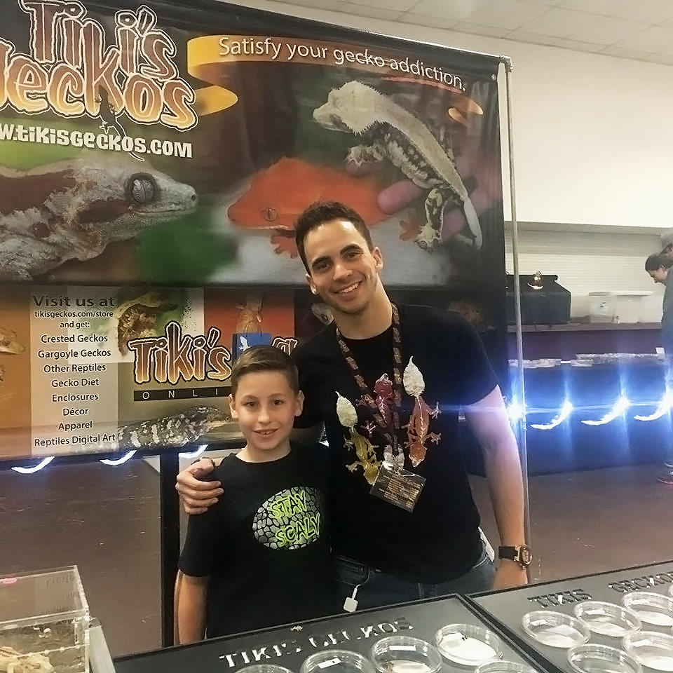 Tiki with a customer
