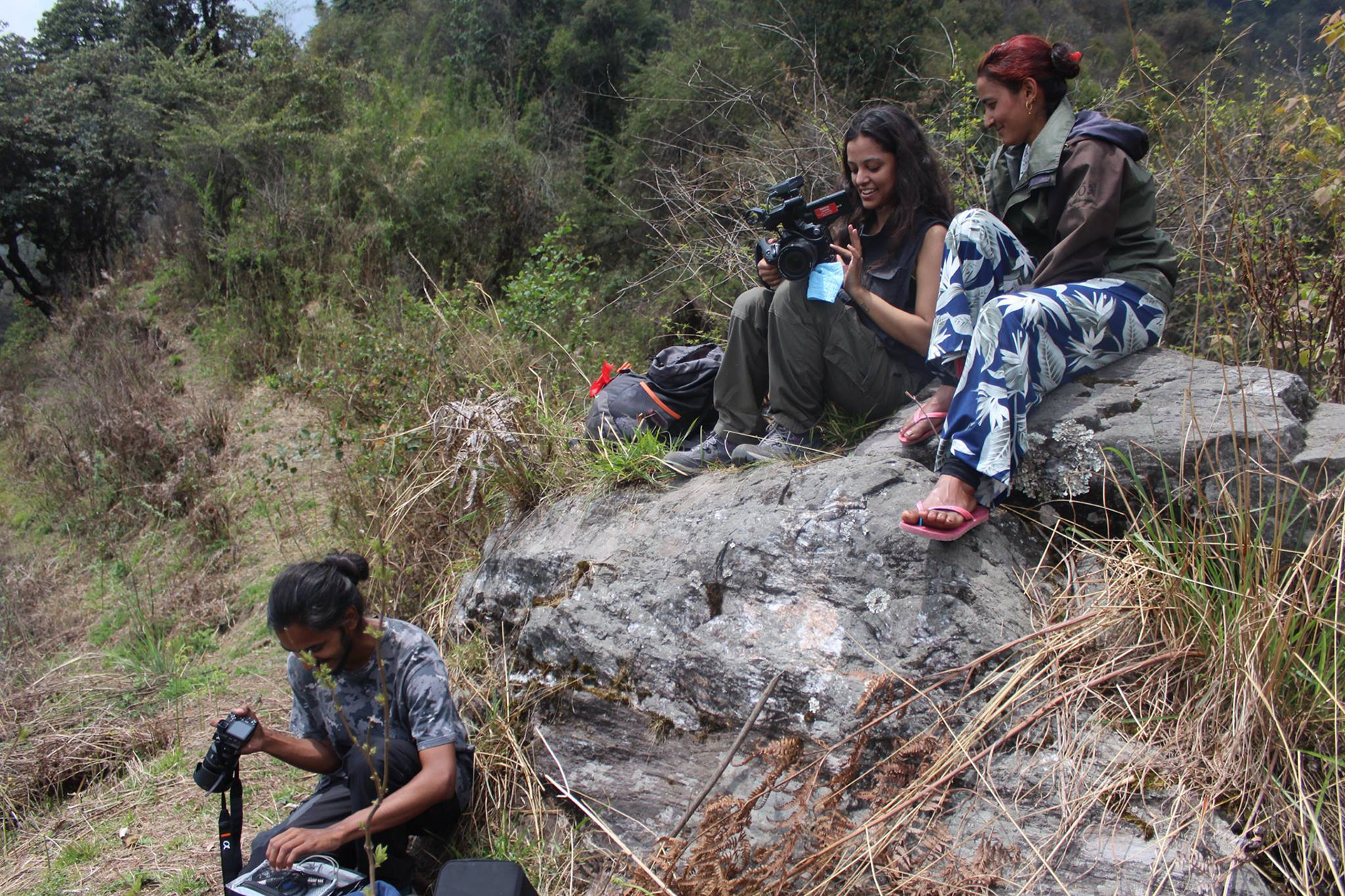 On location in Nepal filming red pandas — Photograph by Dinesh Ghale