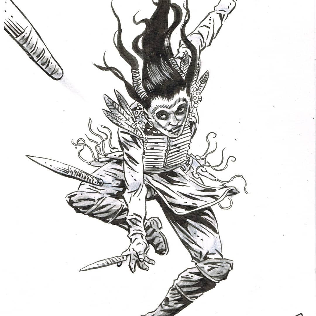 Another very early sketch-- this one by indie comics superstar Kurt Belcher, who also illustrated the comic book sequel to the films "Vengeance Turns: Explosions of Truth".