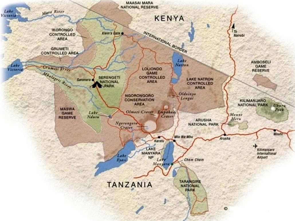 Map of northern Tanzania, showing the sites where these photos were taken