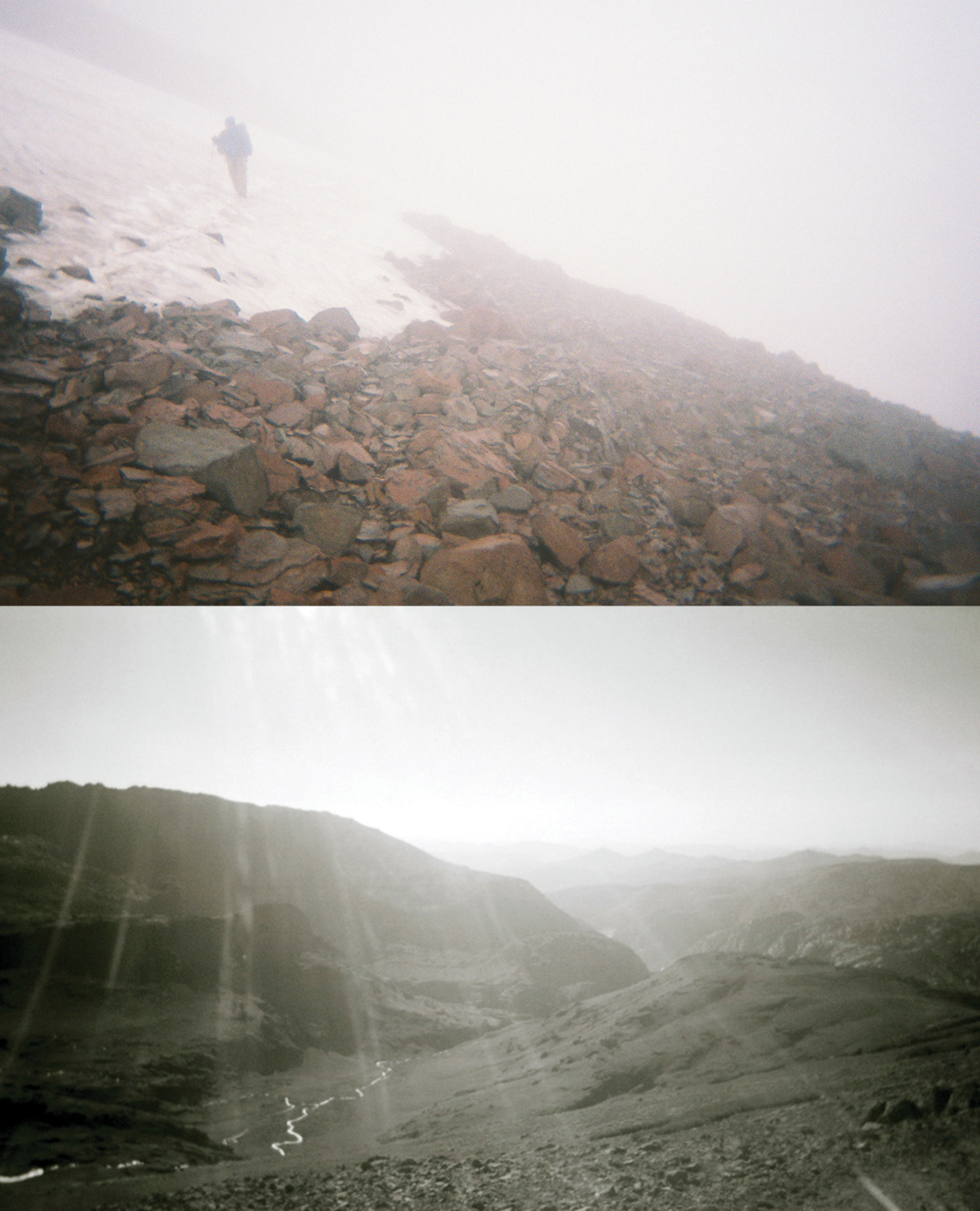 I remember my first revelation of geologic time while comparing the experiences of the slow moving wide spreading crustal granite uproar of the Sierra Madre mountains in California with the explosively fast and steep igneous spires of the Cascades in Washington. It's hard to not feel small, fragile and insignificant in contrast to a mountain. After hiking 4 months and 2,610 miles north from the Mexico border, I often focus on the last 50 miles into Canada that I did not complete due to a blizzard. We often judge the world by inappropriate standards only to later learn that the real value is never found through simple comparison. 