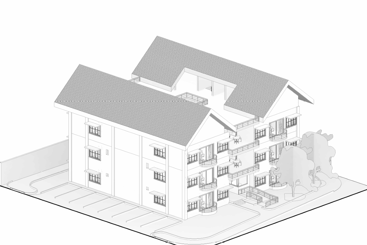 Isometric view | Assisted Living  | SC Living Community [Made with Revit]​​​​​​​