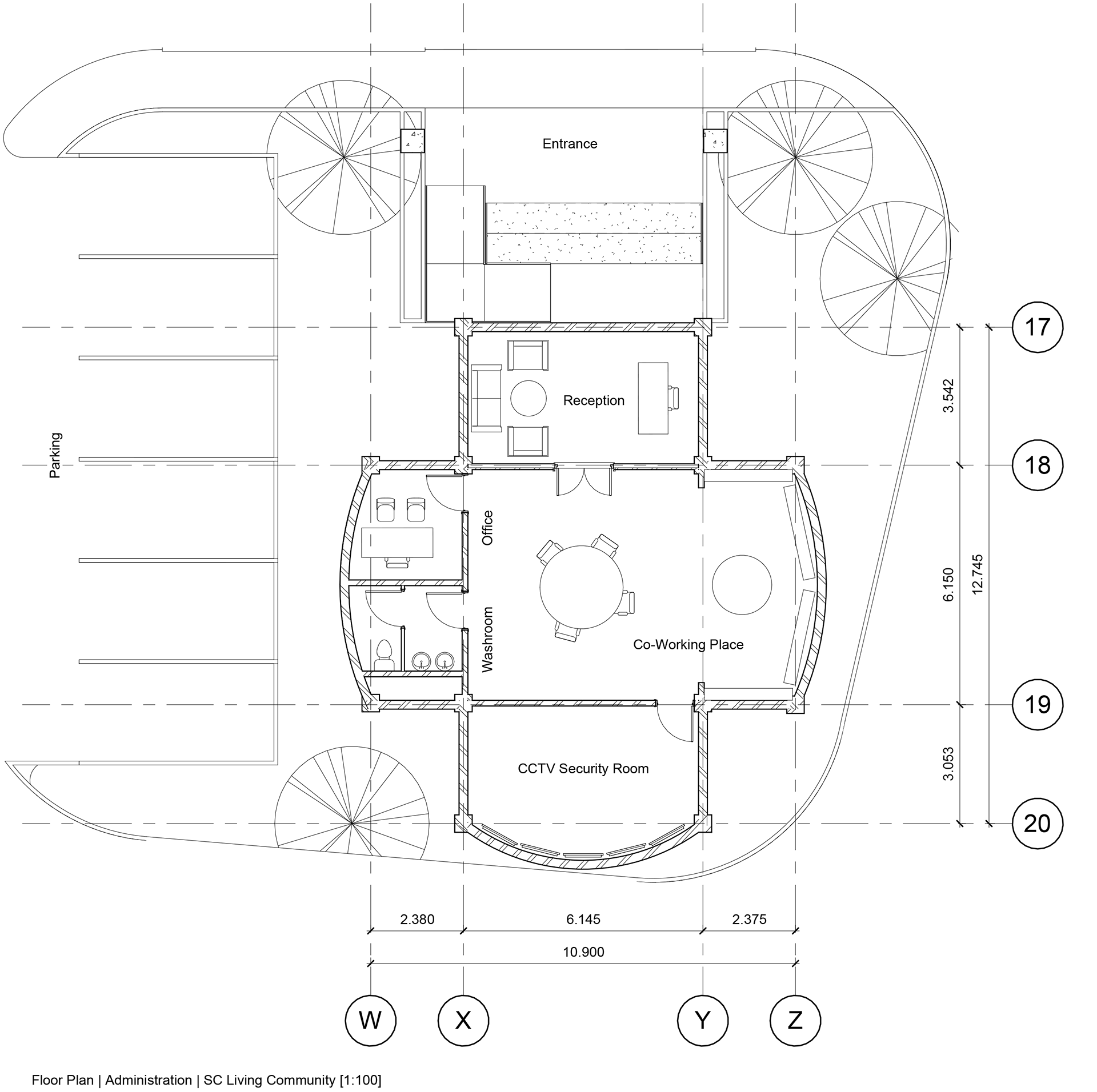 Ground Floor plan | Administration  | Silver Nest Living Community [Made with Revit]