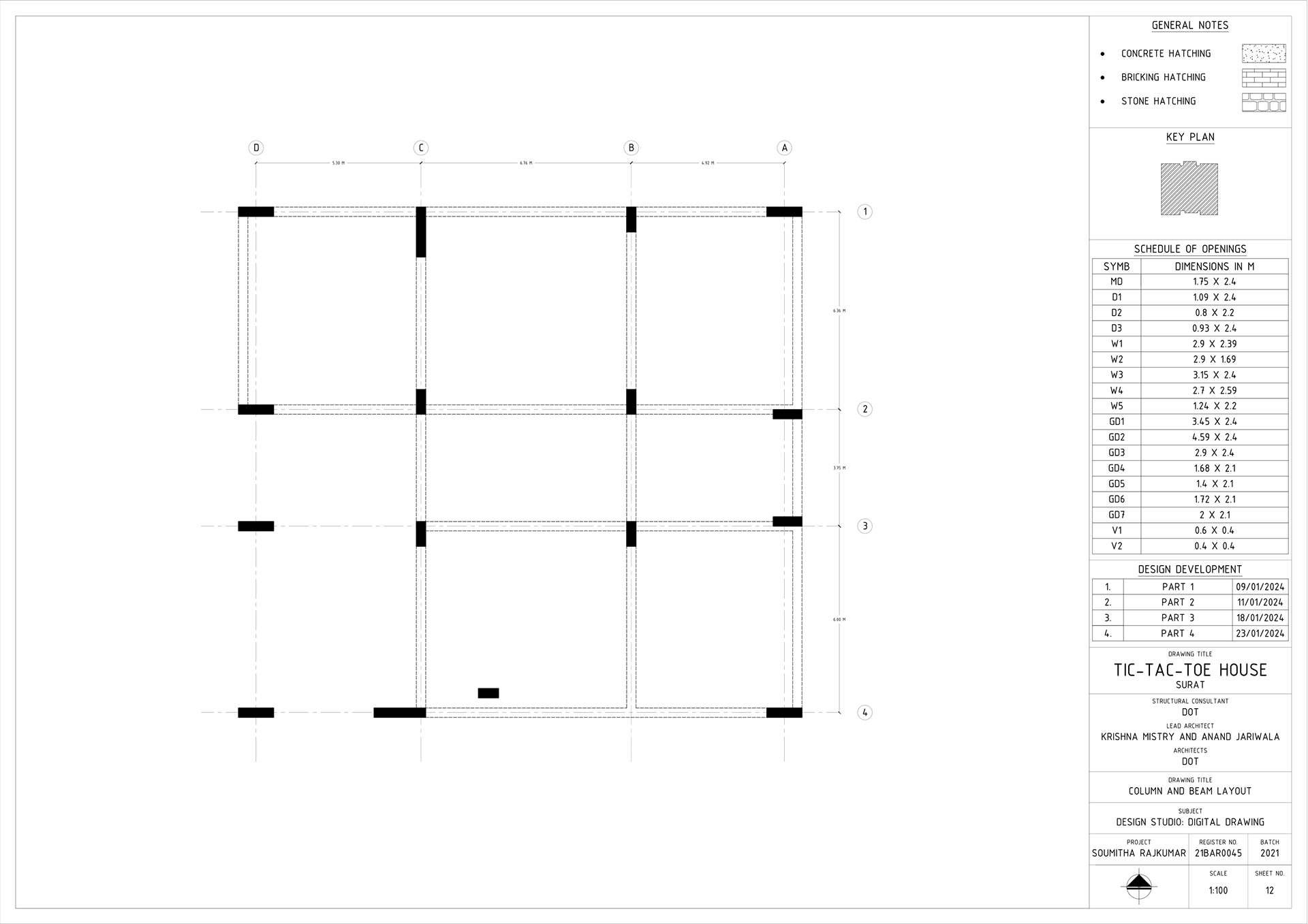 Column and Plinth Beam: First Floor