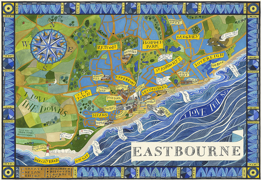 Map Of Eastbourne Area Helen Cann - Print Merchandise - Towner Art Gallery