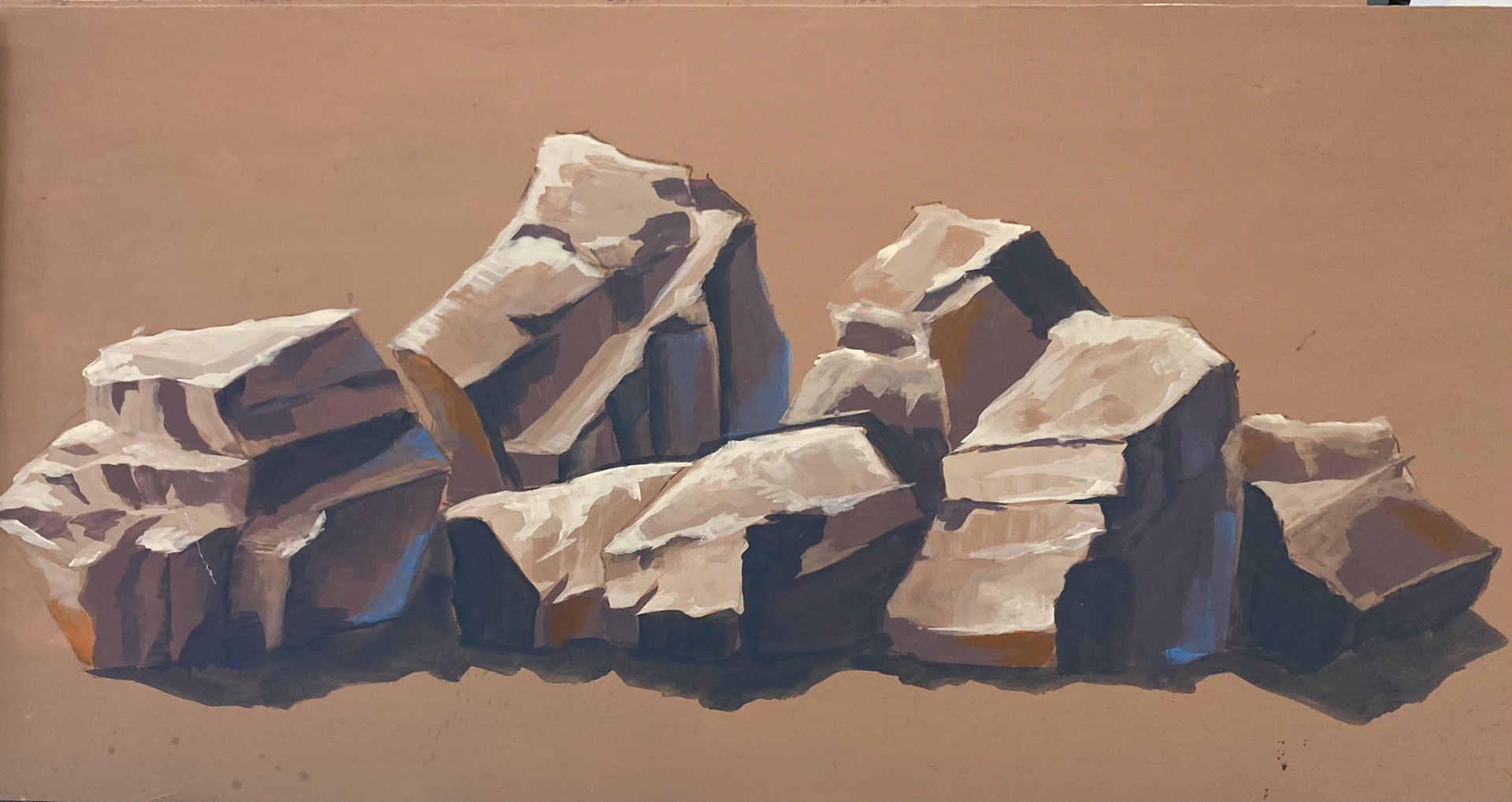 Study of Rocks, 4'x8', acrylic on muslin.
