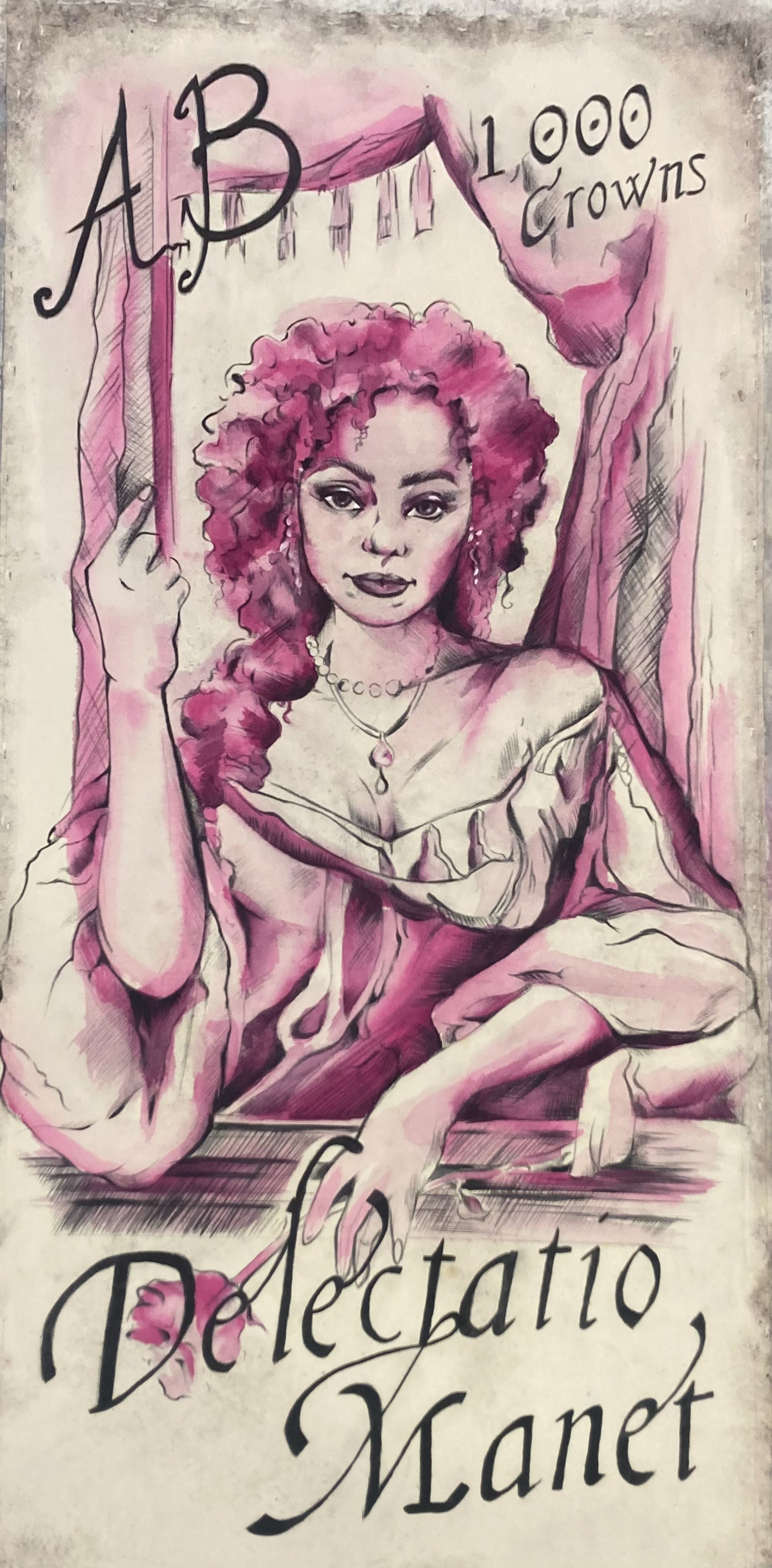 3'x7', charcoal and acrylic on muslin.