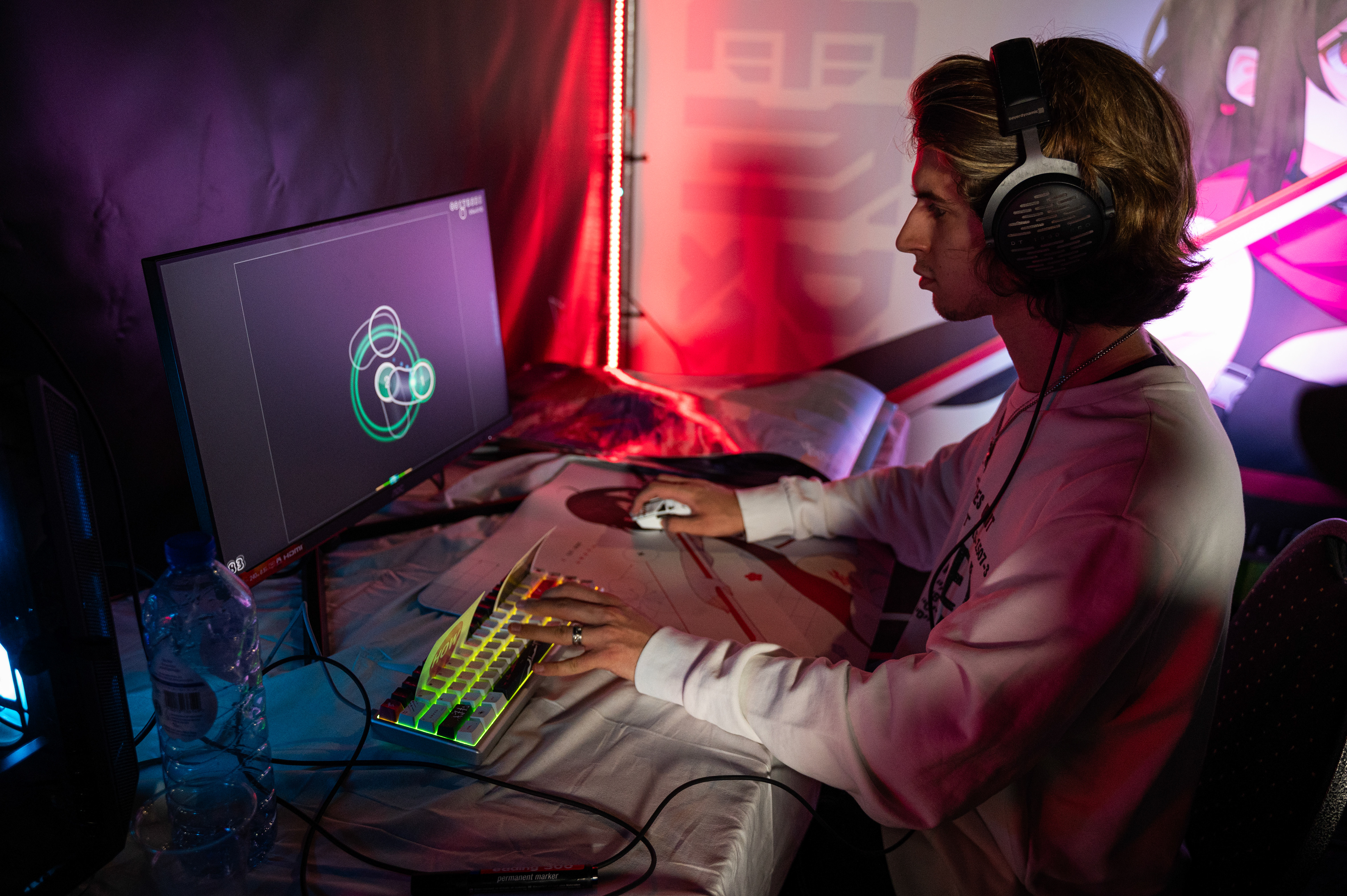 Me playing at COE 2024, a yearly osu! LAN event