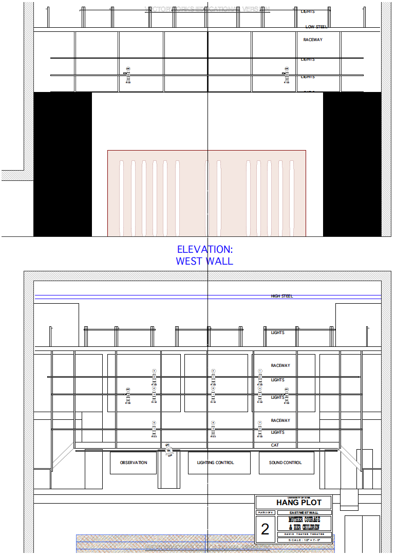 Mother Courage & Her Children — Light Plan — East | West Walls — Vectorworks