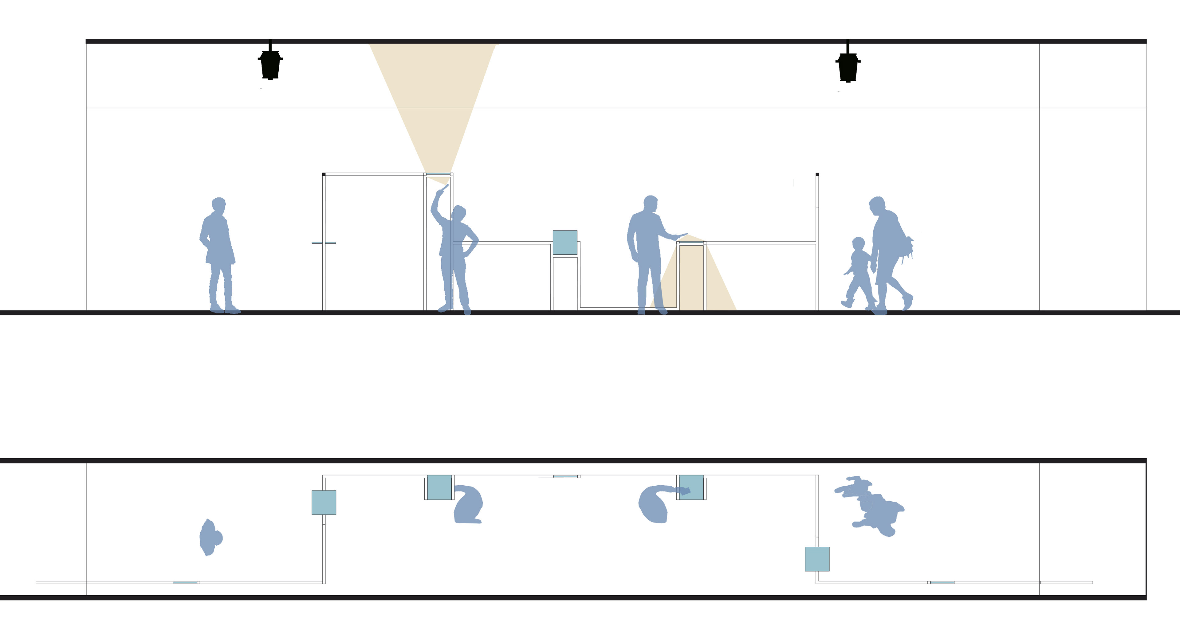 Plan et Façade de la structure intégrée dans le passage