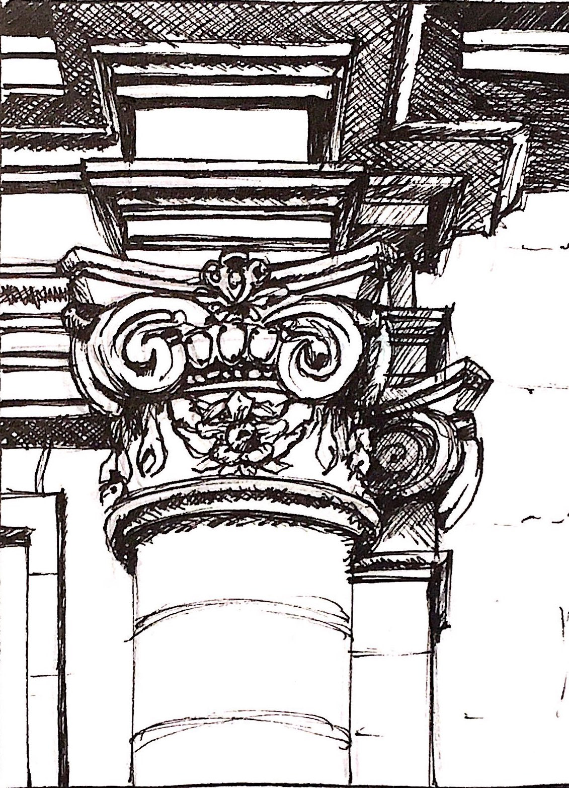 Détail architectural du bâtiment de la place San Marco à Florence