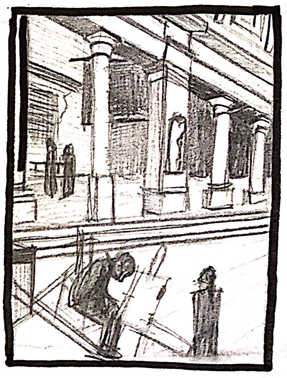 Croquis espace au niveau de la galerie des Offices