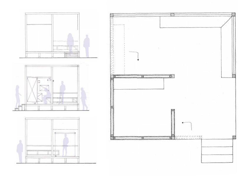 Façades et plan de la structure fermée