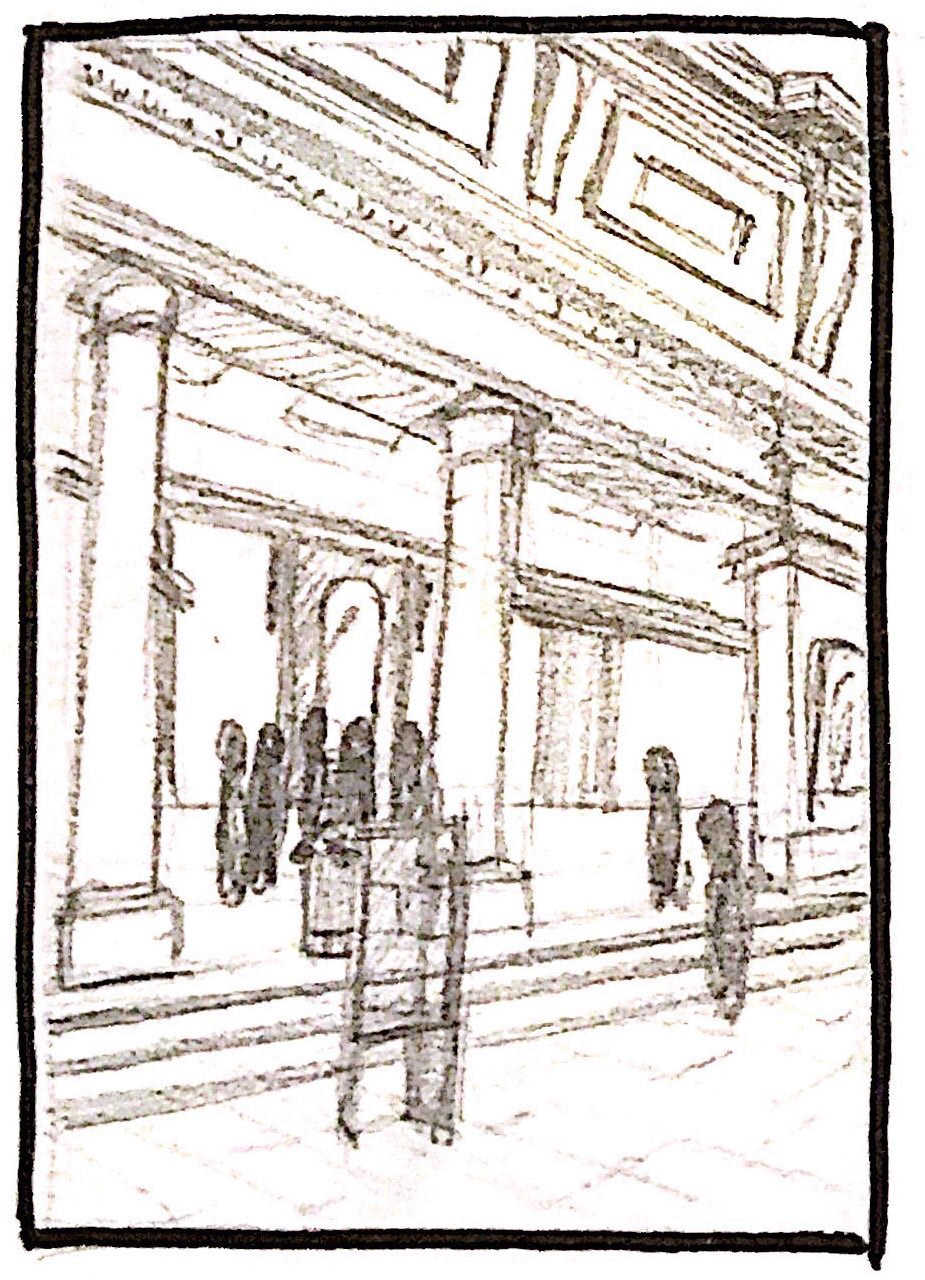 Croquis espace au niveau de la galerie des Offices