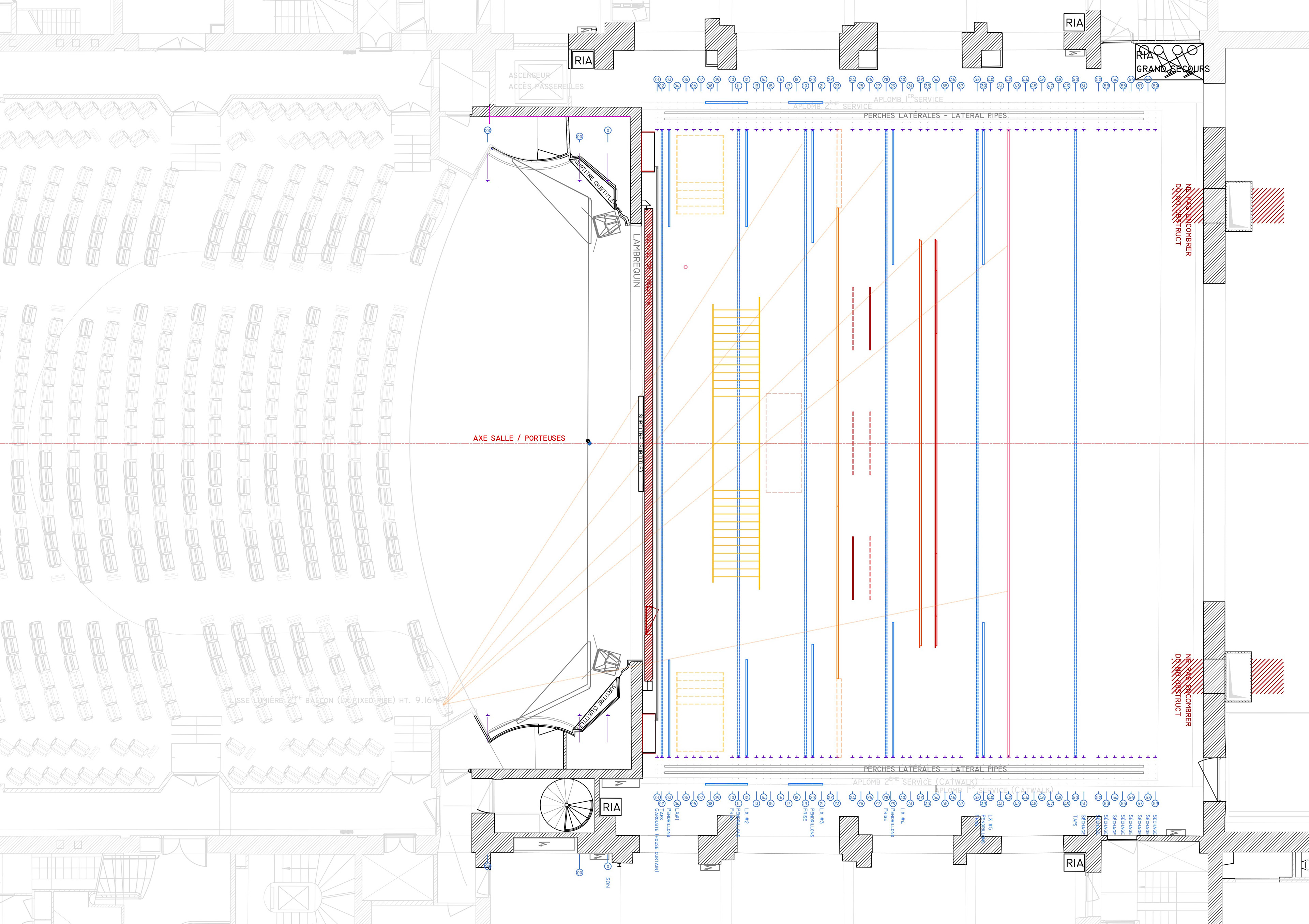 Plan Technique de la scénographie à l'opéra Châtelet de Paris